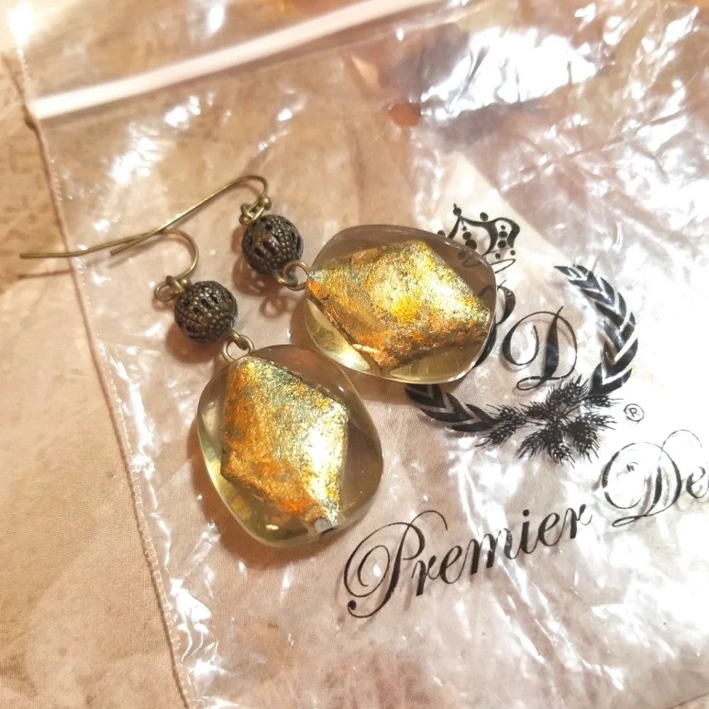 NEW Premier Designs Filigree Golden Drop Earrings